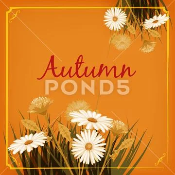 Autumn flowers, Fall, leaves, banner, greeting card, autumn colors, template Stock Illustration