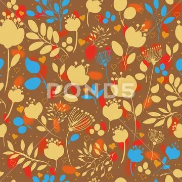 Autumn Flowers. Fall Seamless Pattern Stock Illustration