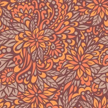 Autumn flowers. Seamless decorative pattern. Stock Illustration