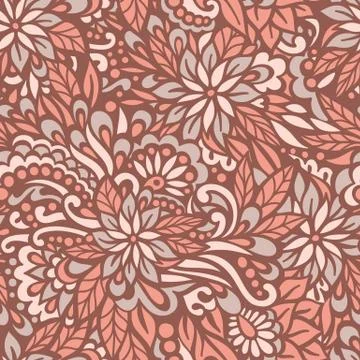 Autumn flowers. Seamless decorative pattern. Stock Illustration