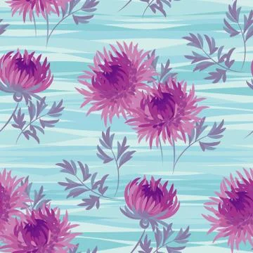 Autumn flowers seamless pattern in violet color Illustrazione stock