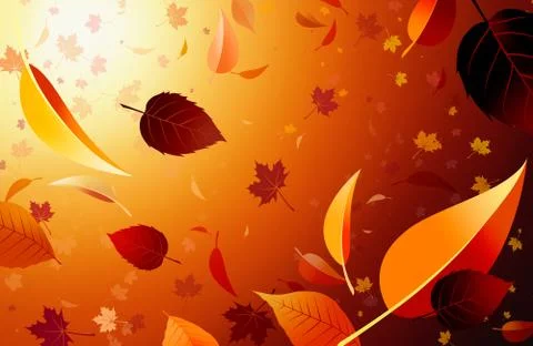 Autumn flying leaves composition. Stock Illustration