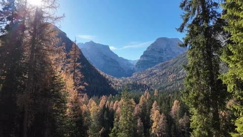 Autumn Foliage in Dolomite Alps Stock Footage 292156604