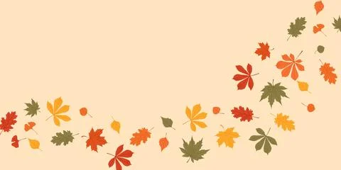 Autumn foliage horizontal banner with falling leaves and copy space Stock Illustration