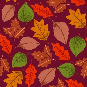 Autumn foliage leaves vector repeat pattern Stock Illustration