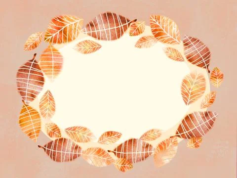 Autumn foliage round frames. Stock Illustration