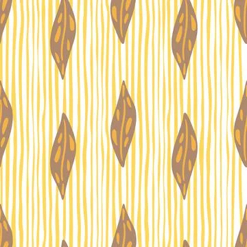 Autumn foliage seamless pattern with brown leaves elements print. Yellow and  Illustrazione stock