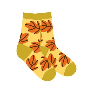 Autumn Foliage Socks Vector Illustration Flat Geometric Cozy Fall Footwear Stock Illustration