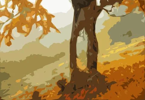 Autumn forest background. Vector graphics on the theme of landscape Stock-Illustration