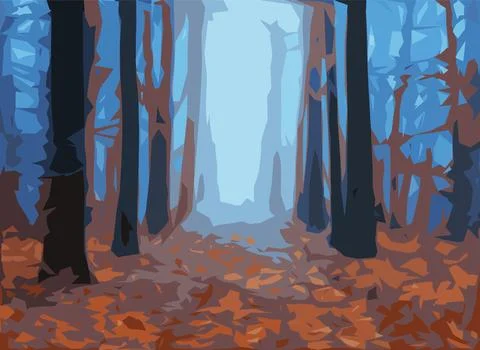 Autumn forest background. Vector graphics on the theme of landscape Stockillustratie