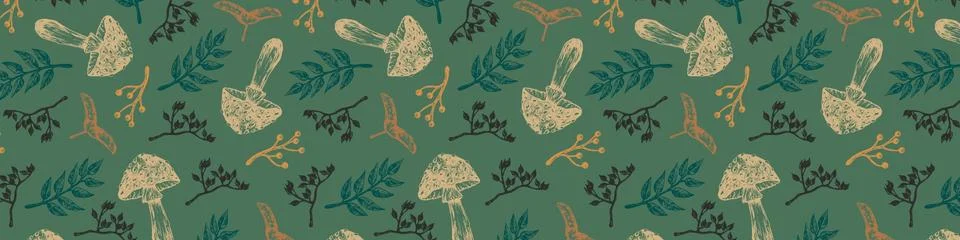 Autumn forest botanic elements Stock Illustration