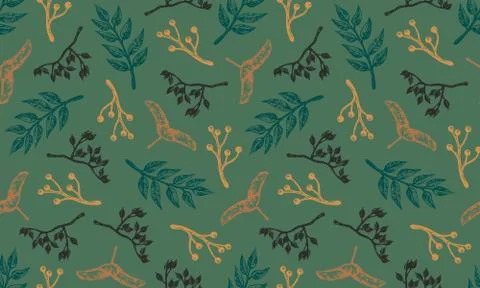 Autumn forest botanic elements Illustrazione stock