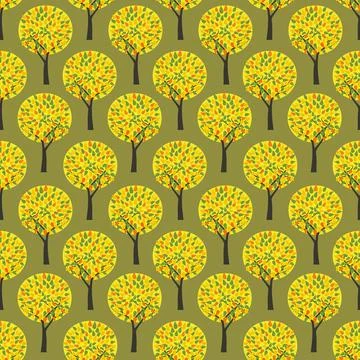 Autumn forest Fall trees vector seamless pattern 스톡 일러스트