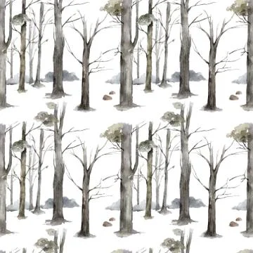 Autumn forest flat hand drawn illustrations set. Woody flora and fauna design Stock Illustration