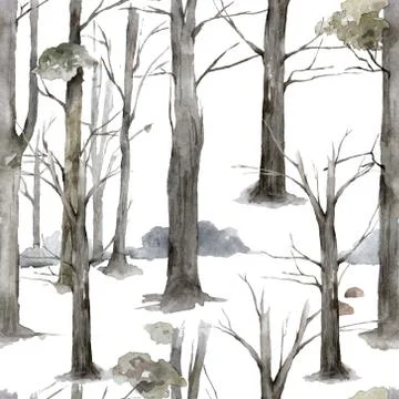 Autumn forest flat hand drawn illustrations set. Woody flora and fauna design Stock Illustration