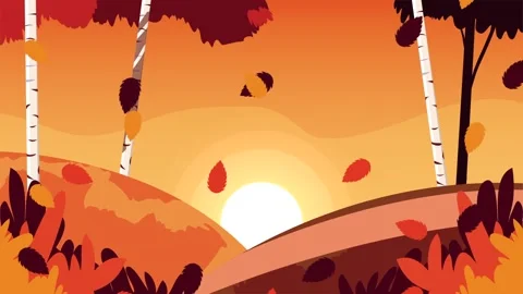 Autumn forest landscape with falling leaves during sunset motion graphic, s.. 스톡 동영상 339071058