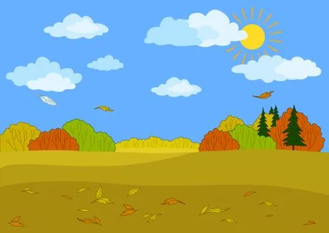 Autumn forest landscape Stock Illustration