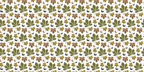 Autumn forest leaves seamless pattern. Flat Cartoon Vector Background Illustr Stock Illustration