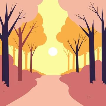 Autumn Forest Path Stock Illustration