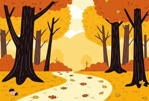 Autumn Forest Path Иллюстрация