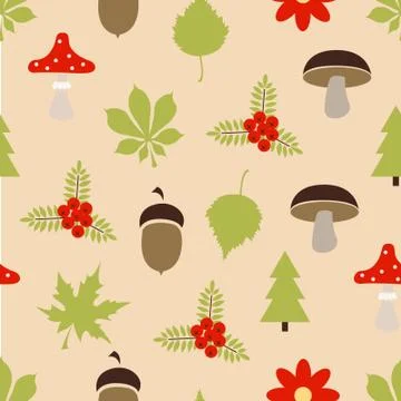 Autumn forest pattern Stock Illustration