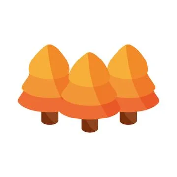 Autumn forest pine trees botancial flat icon with shadow 스톡 일러스트