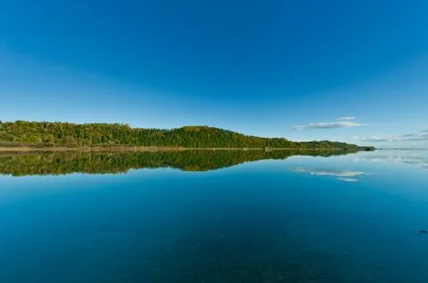 Autumn forest reflection in the ocean Stock Photos