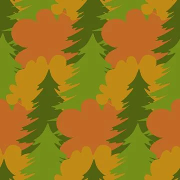 Autumn forest seamless pattern, dense forest of autumn trees, vector イラスト素材