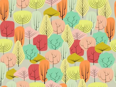 Autumn forest  seamless pattern vector illustration Stock Illustration