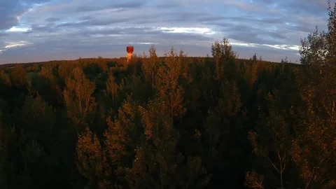 Autumn forest, at sunset, shooting from a drone, nature forest mokushki direvyev Stock Footage 252490798