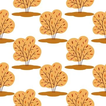 Autumn forest with trees seamless pattern Illustrazione stock