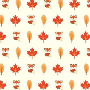 Autumn fox maple pattern. Vector Illustrazione stock