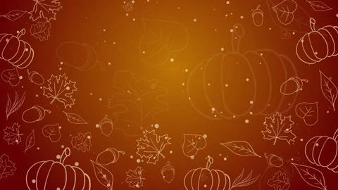 Autumn frame with copy space. Animated floating icons drawn from thin lines Video stock 313565690