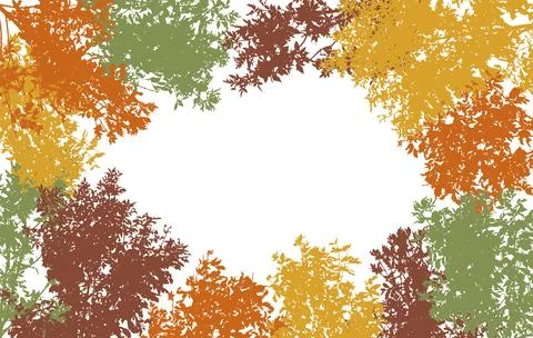 Autumn frame of deciduous branches of trees, silhouette, background. Vector.. Stock Illustration