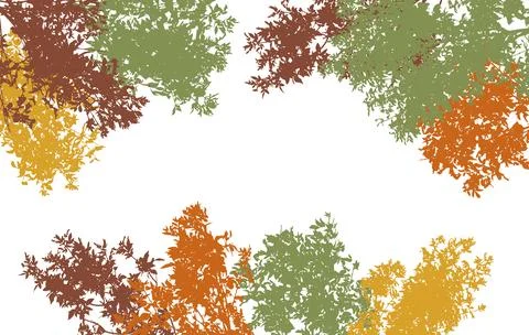 Autumn frame of deciduous branches of trees, silhouette, background. Vector.. Stock Illustration