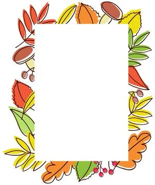 Autumn frame or copy space with cartoon falling leaves Stock Illustration