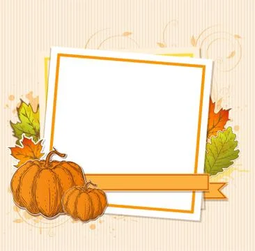 Autumn frame with pumpkins Stock Illustration