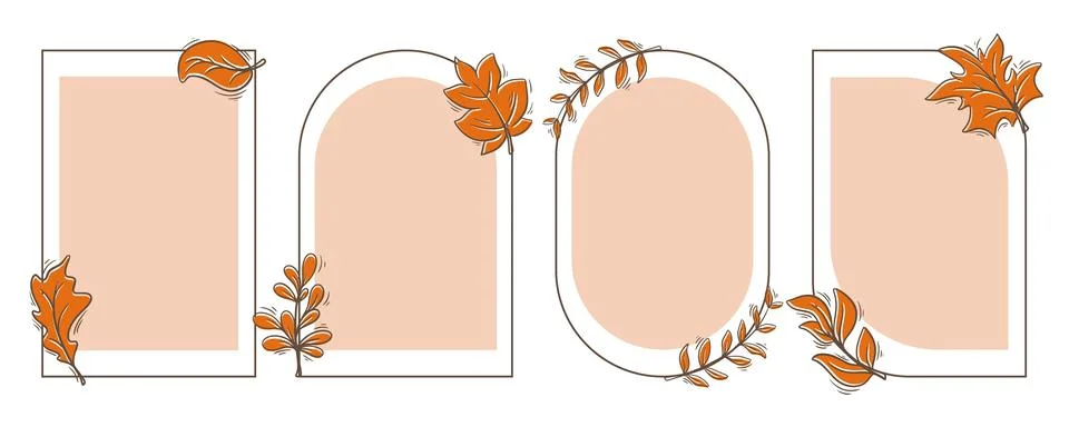 Autumn frame rectangular, oval and other shapes Ilustração Stock