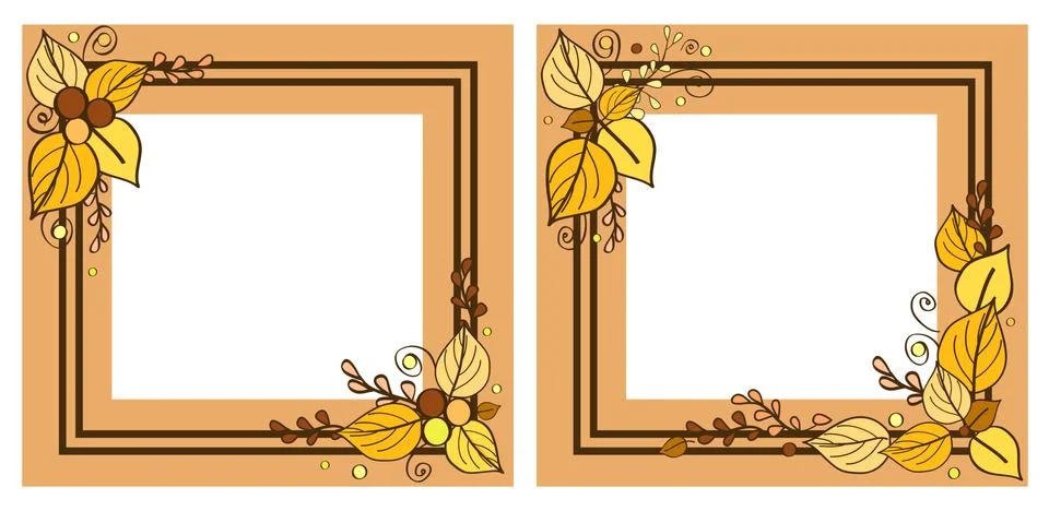 Autumn Frames Set, Leaves on Vector Illustration Stock Illustration