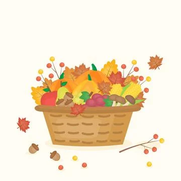 Autumn fruit basket 1 Stock Illustration