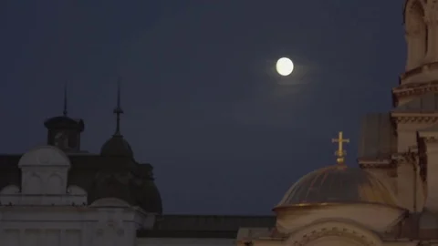 Autumn Full Moon over Sofia HD Stock Footage 82172408