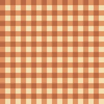 Autumn gingham seamless pattern vector, brown and beige plaid check background Stock Illustration