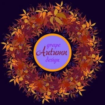 Autumn grape vine Stock Illustration