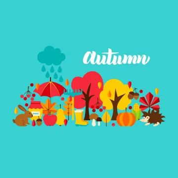 Autumn Greeting Postcard Stock Illustration