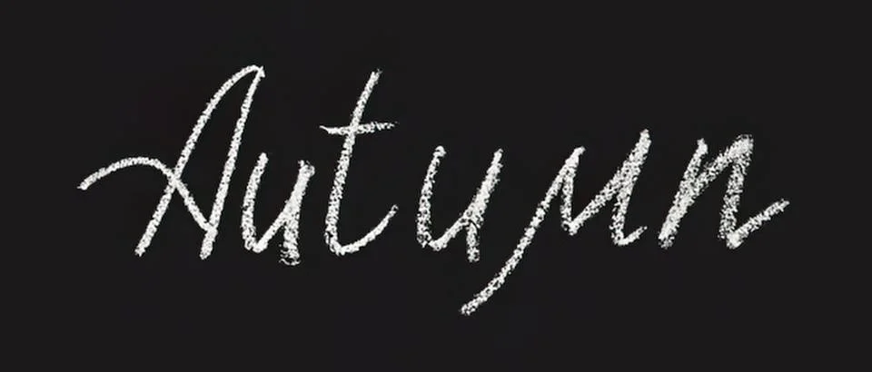 Autumn handwritten text on black background Stock Illustration