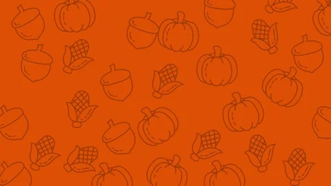 Autumn Harvest Pattern - Pumpkins, Acorns, and Corn. Stock Footage 320202765
