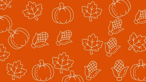 Autumn Harvest Pattern - Pumpkins, Corn, and Maple Leaves. Stock Footage 320203931