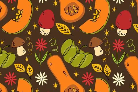 Autumn harvest seamless pattern Illustrazione stock