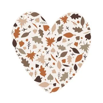 Autumn heath shape vector illustration. Doodle leaves cartoon background, fall Stock Illustration
