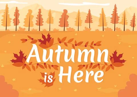 Autumn is here poster flat vector templates Illustrazione stock